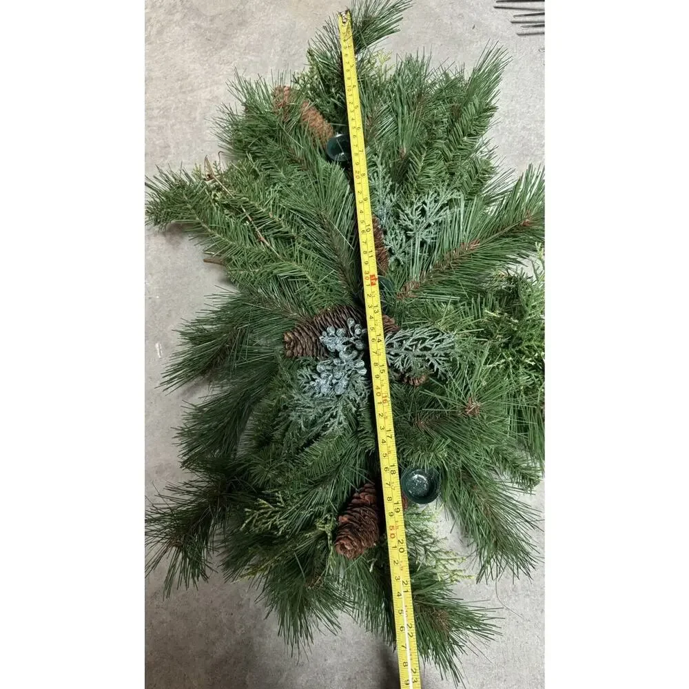 Pine Christmas Holiday Faux 3 candle holder Table Piece Dinner Party ~ 22 Inches